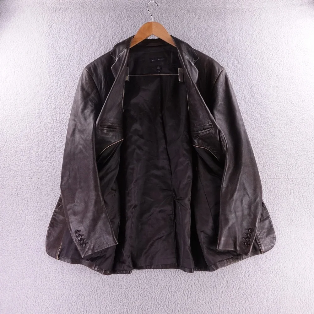 Banana Republic Mens Dark Brown Genuine Leather Two Button Blazer Jacket Size M